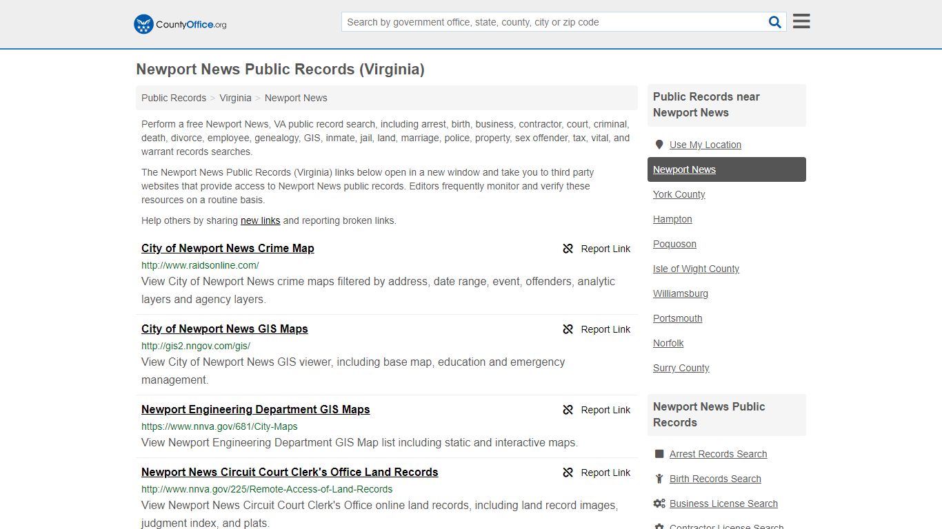 Public Records - Newport News, VA (Business, Criminal, GIS ...