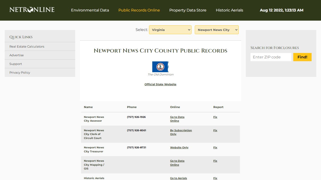 Newport News City County Public Records - NETROnline.com